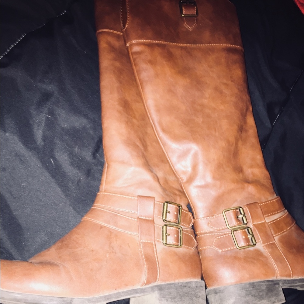 Brown leather boots